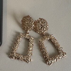 Missguided Gold Textured Drop Earrings